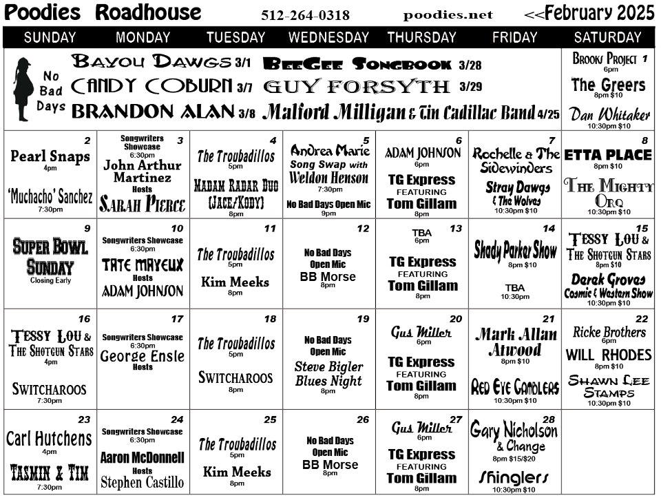 Poodies Calendar